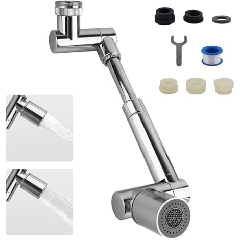 Universal 1440° Faucet Extender, 2 Water Outlet Modes Multifunction Kitchen Faucet Splash Filter Swivel Extender Faucet for Bathroom Sink GROOFOO