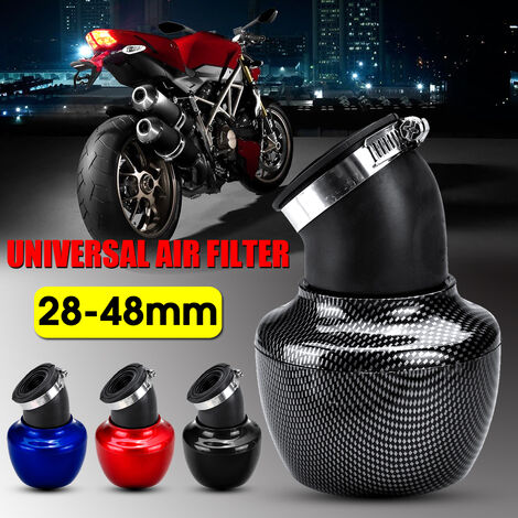 Universal 28-48mm Motorcycle Air Intake Filter 45 ° Angled Neck For Honda Yamaha Black (Black)