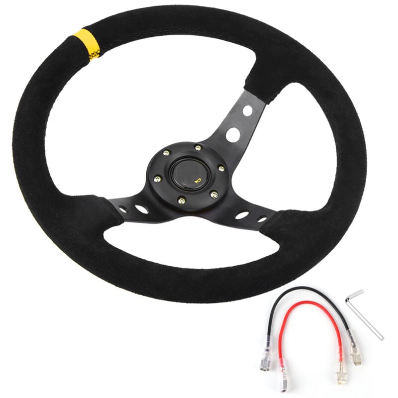 Image of Zoternen - Universal 35 cm/14 Zoll 6-Loch Auto Auto Racing Lenkrad mit Hupe Gelb