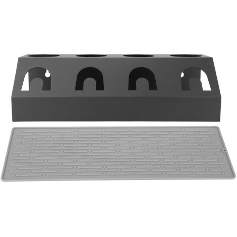 Universal 4 Holes Soda Bottle Drain Drying Rack Dish Drainer Holder with Pad for SodastreamBlack