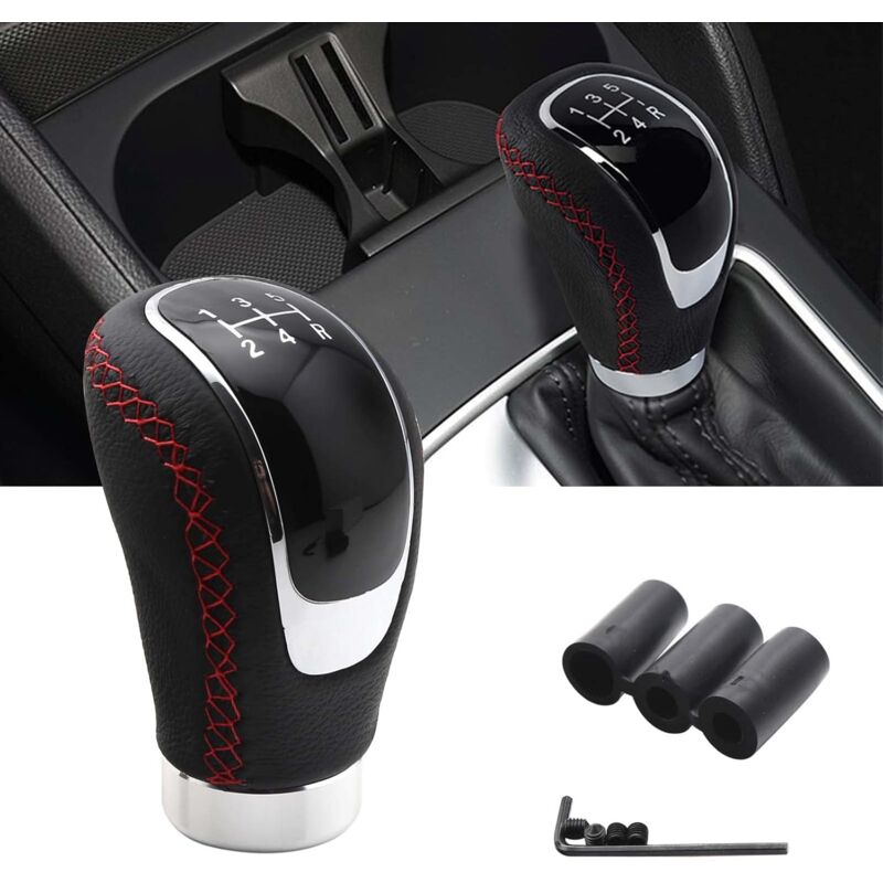 Universal 5 Gang Schalthebel Schaltknauf, Automatik Schalthebel mit 3 Adaptern 8mm 10mm 12mm, Manual Gear Shift Knob für die meisten Fahrzeuge