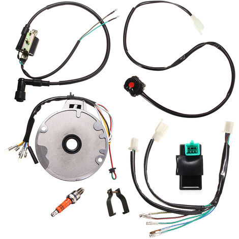 main image of "Universal 50 70 90 110 125CC Dirt Pit Bike CDI Spark Plug Switch Magneto Wire Harness Kit"