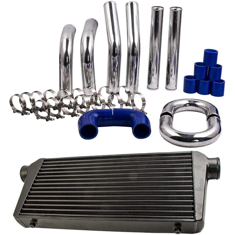 Universal 600x300x76mm Intercooler + 2.5' 64mm Intercooler Piping Pipe Kit