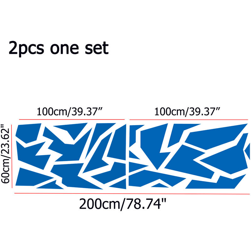 Image of Universal 60cm x 200cm Auto Car Side Body Stickers Decalcomanie Vinyl Graphic Decor (Blu) ZebraA