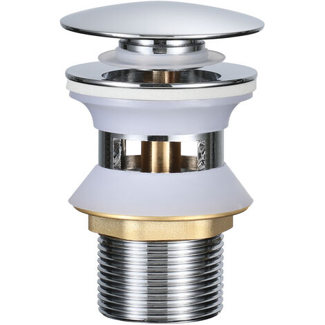 BONADE Universal Ablaufgarnitur mit Überlauf POP UP Ablaufventil Push-Open Stöpsel Chrom Abfluss Ventil Messing Abflussgarnitur Spüle Ablauf für Waschtisch Waschbecken Spültisch Spülbecken