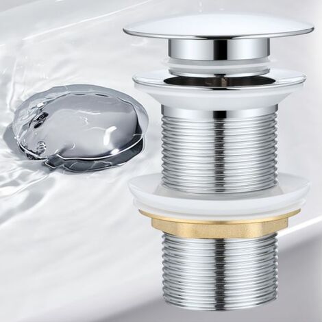 BONADE Universal Ablaufgarnitur ohne Überlauf POP UP Ventil für Waschtisch/Waschbecken Chrom Ablaufventil, Abflussgarnitur aus Messing, 1-1/4"