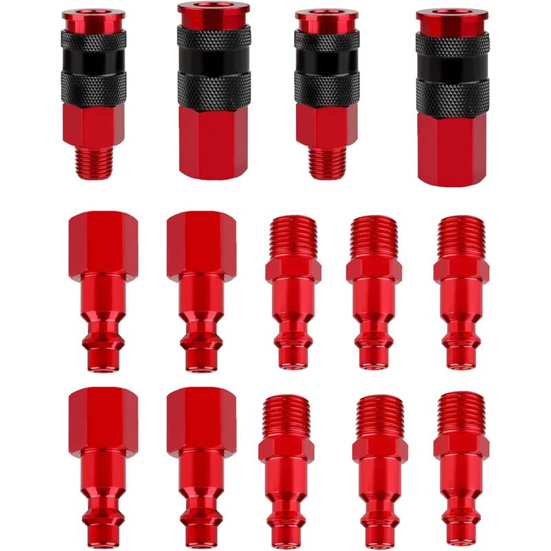Universal Amt 14 pièces raccord de tuyau d'air, kit de raccord d'air en aluminium I / M pour compresseur d'air