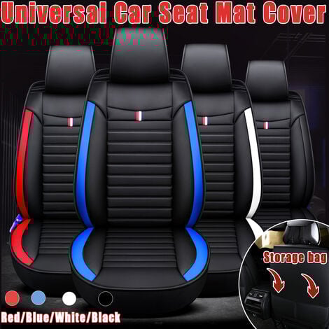 KINGSO Universal-Auto-Vordersitz-Mattenbezüge PU-Leder Atmungsaktive Kissenauflage 4 Farben (Weiß, Luxusversion, wasserdicht) Fantablau