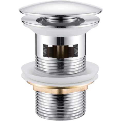 Universal Basin and Sink Waste Plug Chrome Pop Up Drain Brass - With Overflow System, G1 1/4