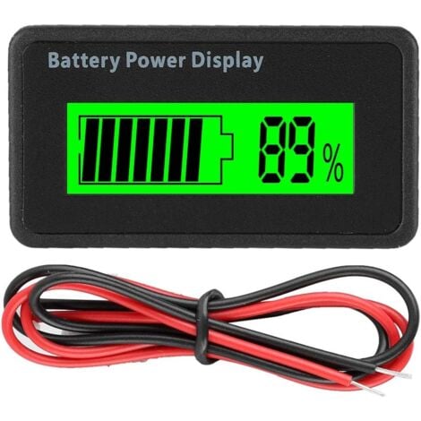 Universal Battery Capacity Indicator, Battery Power Indicator, Tester, Voltmeter, 12-48V (Green)