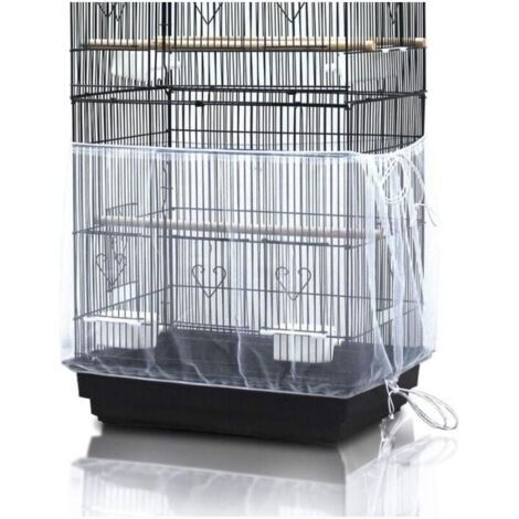 Universal Bird Cage Cover, Parrot Cage Net for Seed Collector, White, Durable, Breathable, Washable (Bird Cage Not Included) YMYNY