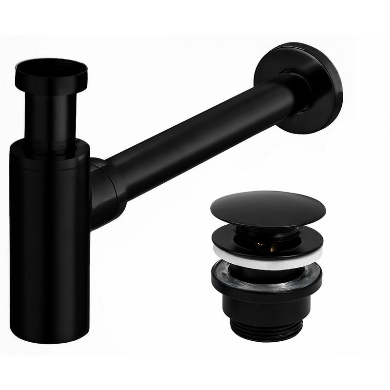 REA - Univerasl Basin Siphon + Basin Plug Click-Clack Black