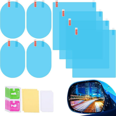 Universal Car Accessories Rearview Mirror Waterproof Anti-Fog Anti-Rain Anti-Water Protection Film Sticker for Car. (4Square+4Oval)