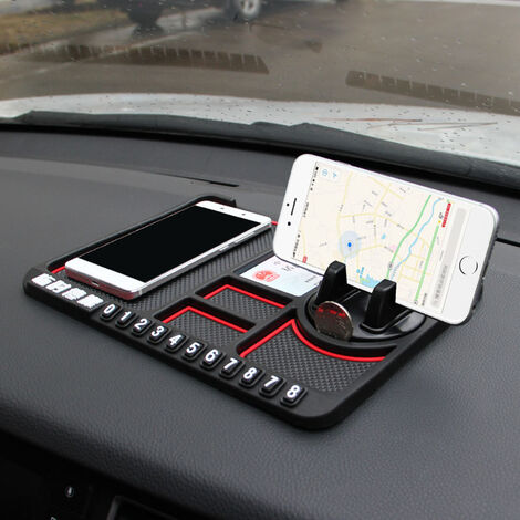 Universal Car Nonslip Pad Multifonction Parking Number Card Auto Phone Holder Mat pour Dashboard Red