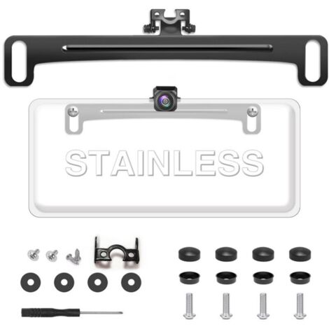 Universal Car Rear View Camera License Plate Bracket,Upgraded Full Stainless Steel Backup Camera Mount Dash Cam Mirror Camera Accessory Rear Camera Mount,Only Installation Holder for Back Up Camera