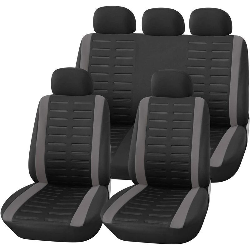Universal Car Seat Cover Set, Black and Gray, Universal Car Seat Covers for Front and Rear Seats, Interior Accessories, Gadget