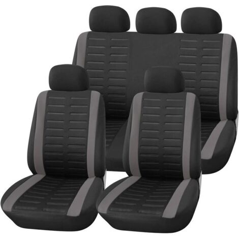 Universal Car Seat Cover Set, Black and Gray, Universal Car Seat Covers for Front and Rear Seats, Interior Accessories, Gadget