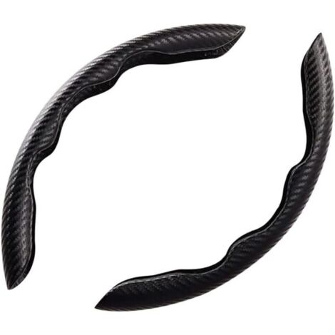 Universal Car Steering Wheel Cover, Set of 2 Universal Carbon Fiber Steering Wheel Covers, Interior Accessory, Ultra Lightweight, for Most Cars (Black)