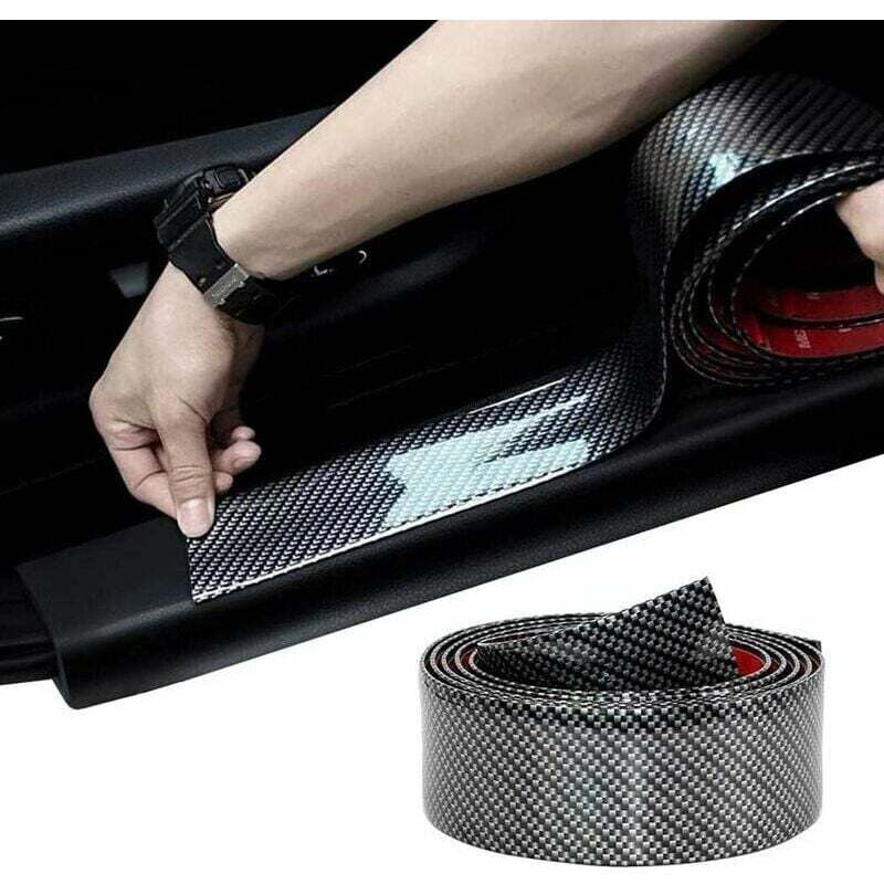 Mumu - Universal Carbon Fiber Car Sticker, Lightweight, Flexible and Bendable, Door Sill Bumper, Car Accessories for Most Cars (5 cm, 2.5 m, Black)