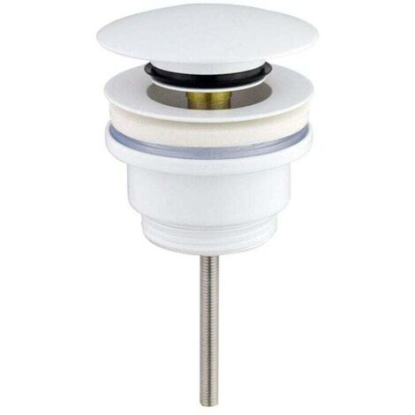 Universal click-clack waste fitting, matte white, for sinks and bidets, 1/4" nut, brass