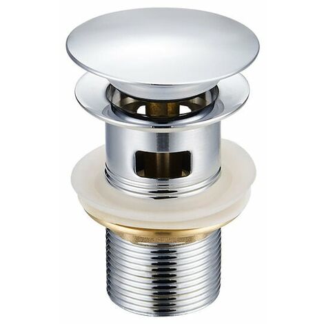 Universal drain with overflow for washbasins & vanity units Pop-up waste tap Tap, washbasin stopper, silver, one piece