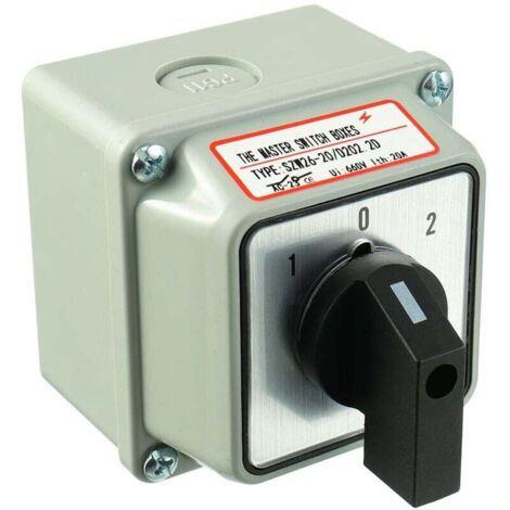Universal-Drehschalter SZW26-20/D202.2D mit externem Hauptschalter LW28-20/4, 660 V, 20 A, EIN-AUS, 3 Stellungen, 2 Phasen, 8 Klemmen
