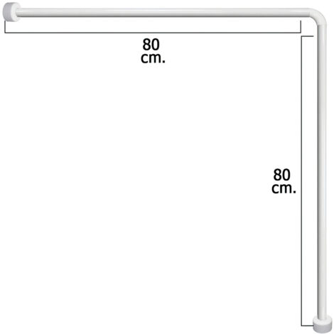 Universal-Duschvorhangstange aus weißem Aluminium 80x80 cm.