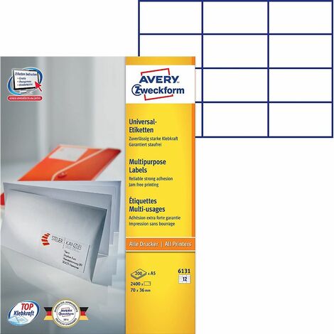 Universal-Etiketten A5 Blattformat  70x36mm 200 Stück