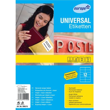 Universal Etiketten Blickdicht 105x48mm Weiß 120 Stück