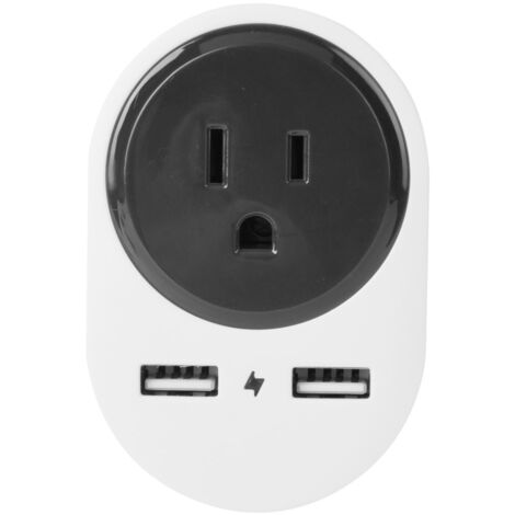 Universal-EU-zu-USA/Japan-Adapter mit zwei USB-Anschlüssen für Schnellladung (110–240 V) – Grau