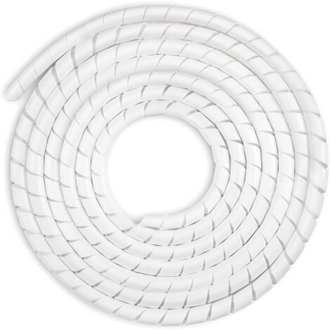 Universal Flexible Spiral Tube 6mm Cable Winder Kit, 1 Pack Spiral Cable Winder Tube to Protect TV/PC/USB/TV/AUX Antenna Cable (15m), White (6mm, 15m)