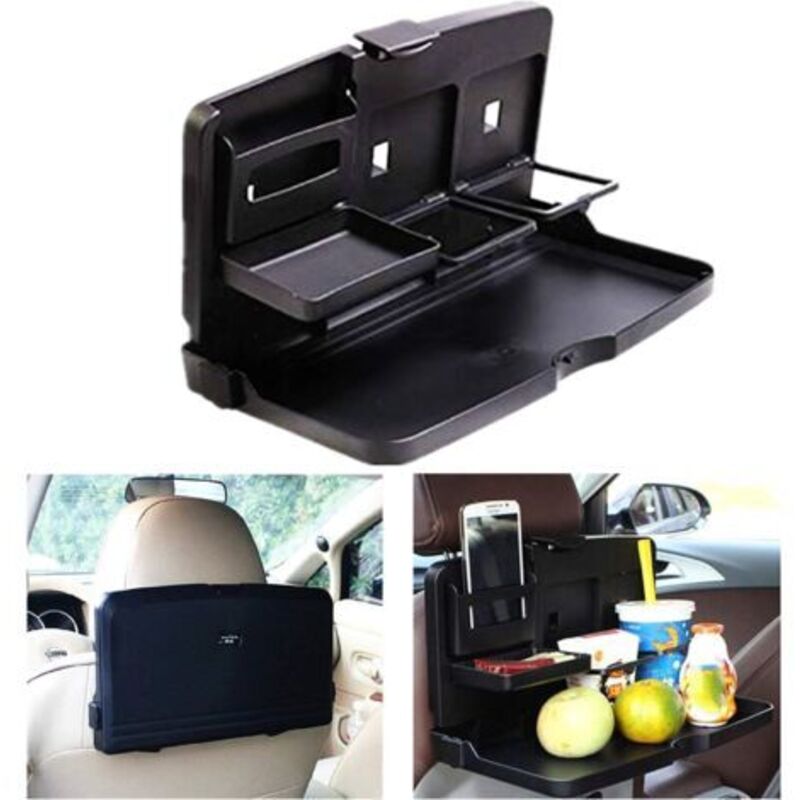 Universal Foldable Car Table with Cup Holder for Car Back Seat, Car Organizer for Phone Drinks Meals in the Car