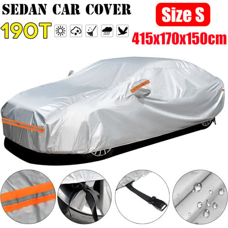 MAEREX Universal For Sedan Car Covers Size S/M/L/XL/XXL Indoor Outdoor Full Auot Cover Sun UV Snow Dust Resistant Protection Cover With reflective S 415x170x150cm LBTN