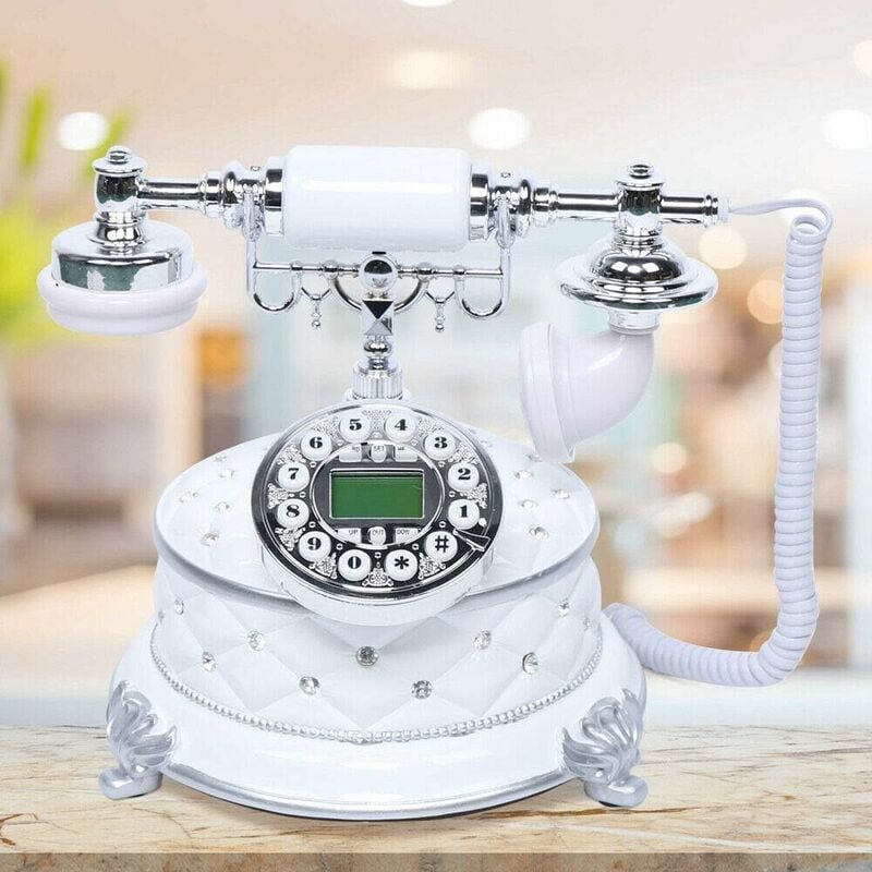 Senderpick - Rétro Nostalgie Téléphone fixe Téléphone filaire Téléphone filaire blanc Décor