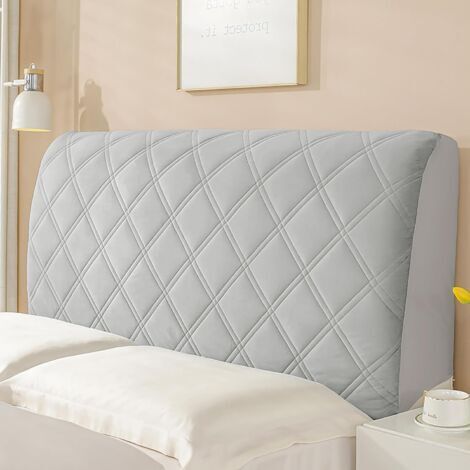 Universal Headboard Cover, Grey, 180cm, Soft Stretch Headboard Cover, Short Plush Dustproof Washable Protective Cover, for Bedroom Decoration