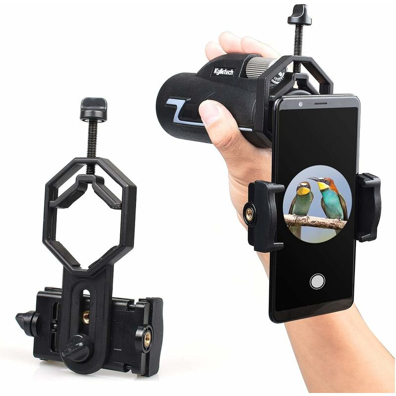 universal holder for mobile phone, telescope, binoculars, monoculars and microscope, compatible with iphone, sony, samsung, motorcycle, etc.