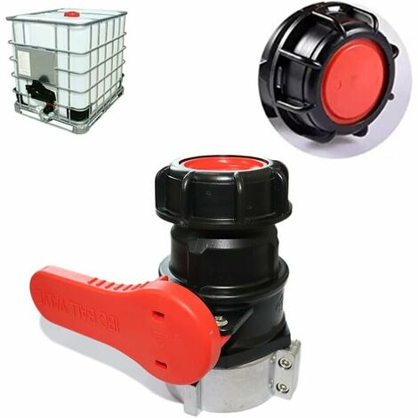 Universal IBC Adapter, Valve Ball Valve for 1000l Tank, IBC Shut-off Valve Adapter, for Rainwater Tank, Rainwater Tank, IBC Tank (Red, 75mm)