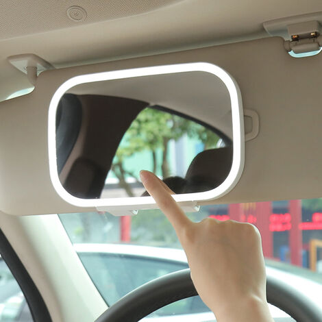 Universal LED Auto Innen Spiegel Touch Schalter Make-Up Spiegel Sonnenblende Hohe Klare Innen HD Spiegel 210140mm mit Batterie,CHINA,WHITE