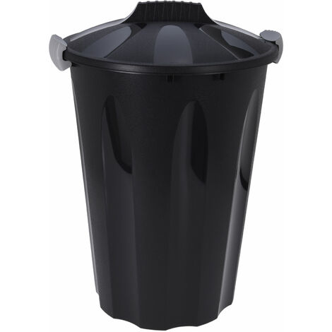 Universal Maxitonne mit Deckel 40 L - schwarz - Kunststoff Allzweck Tonne Mülltonne Regentonne Abfalleimer