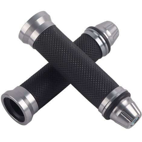 Universal Motorcycle Handlebar Grips, Motorcycle Handlebar Grips Standard CNC Aluminum and Rubber for 7/8" Bike Handlebars for Motorcycle Bicycle Scooter Cross (Titane)