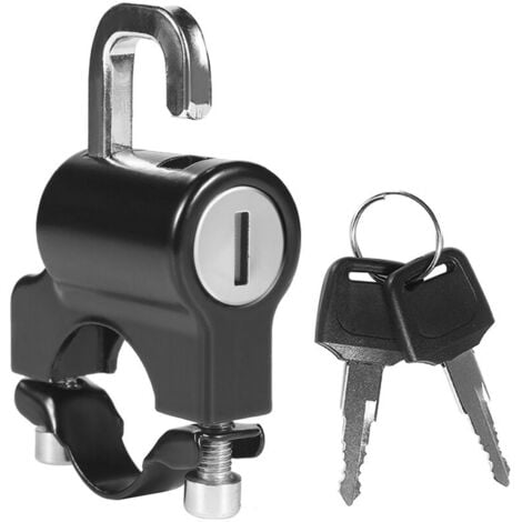 Universal Motorcycle Helmet Lock Anti-Theft Metal Security Helmet Lock 22mm-26mm Black With 2 Keys Set