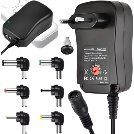 Universal Netzteil Ladegerät Steckernetzteil mit 7 Adapter Stecker 3V-12V 3A 3000mA AC DC 30W Aufsätze Ladekabel Netzgerät Notebook Laptop Retoo