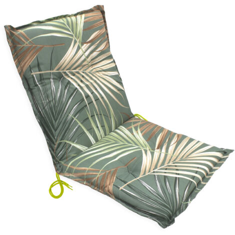 Universal Niedriglehner Auflage "Palmen" mit Einstellband - 100 x 50 cm - Gartenstuhl Kissen in multicolor mit Eckbändern