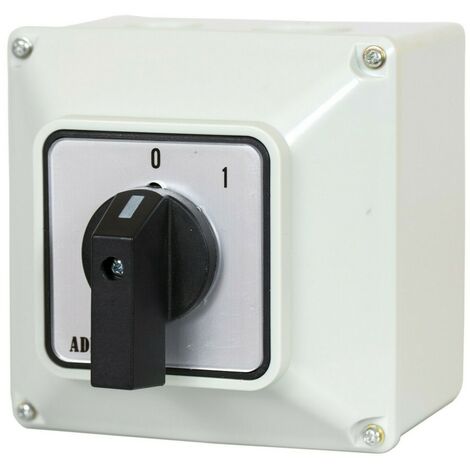 Universal-Nockenschalter 0-1 Drehschalter im Gehäuse 20A 230/400V 3 Phasen 2 Positionen IP65