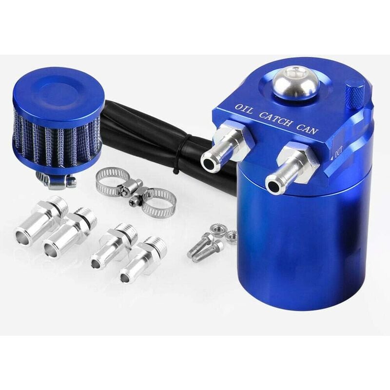 Universal Oil Catch Can, 300ml Filtre à air Reniflard Moteur Séparateur Réservoir d'huile Car Oil Catcher (Bleu)