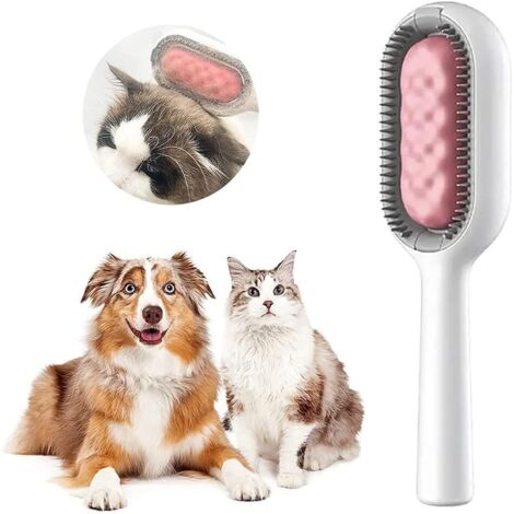 Universal Pet Tangle Remover, Portable Multifunctional Pet Cleaning Brush for Cleaning and Grooming Pet Hair(pink long)