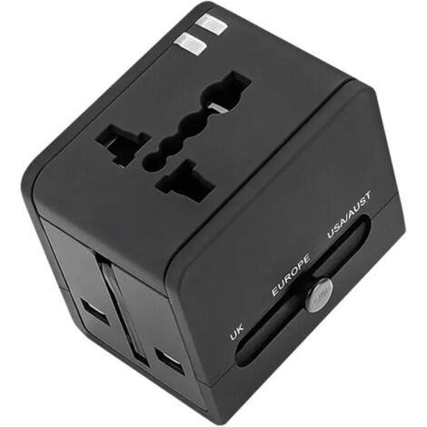 Universal Plug Adapter, Universal Travel Adapter, France to USA UK Canada Australia Japan Plug Adapter, Travel Adapter with 2 USB Ports, Travel Adapter Compatible with 150+ Countries