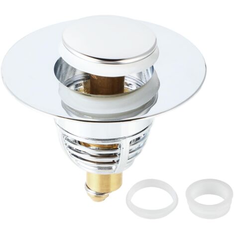 Universal Pop-Up Sink Plug, Ø 32-42mm Sink Plug with Stainless Steel Anti-Clog Filter, Includes 2 Sealing Rings, Suitable for Kitchen Sinks and Bathtubs
