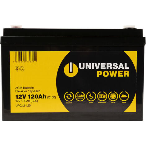 Universal Power UPA12-120 Solar Batterie Wohnmobilbatterie 12V 120Ah (C100)  zyklenfest