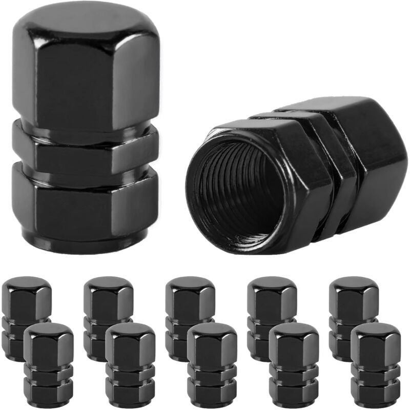 Image of Universal-Reifenventilkappen für Autos, SUVs, Fahrräder, LKWs und Motorräder, 12 Stück, Schwarz